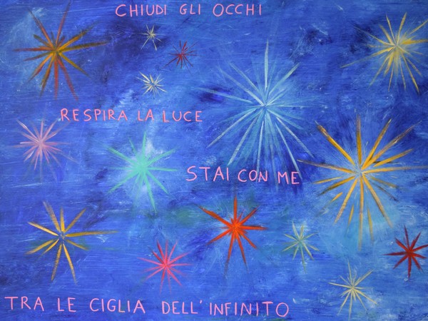Emma Bortone, Respira la luce, 2019, acrilico rame e acciaio  su tela, cm. 150x100