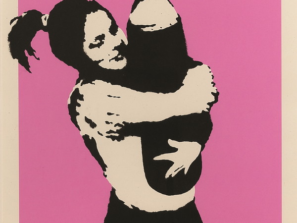 Banksy, <em>Bomb Love (Bomb Hugger),</em> 2003, serigrafia su carta, 70x50 cm. Collezione privata
