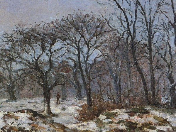 Camille Pissarro, Le bois de châtaigniers en hiver, Louveciennes, 1872, olio su tela, 27 x 40,4. cm Fondation Bemberg, Toulouse