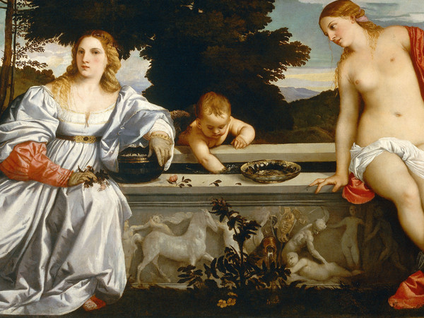 Tiziano Vecellio, <em>Amor sacro e Amor profano</em>, 1514, Olio su tela, 279 × 118 cm, Roma, Galleria Borghese