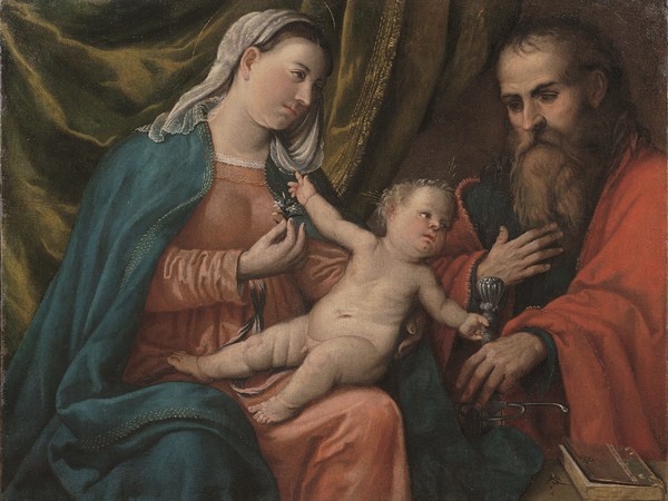 Girolamo di Romano, detto il Romanino, <em>Madonna con Bambino e San Paolo</em>, 1540, olio su tela, 93x120 cm. © Studio Rapuzzi Brescia. Provenienza Collezione