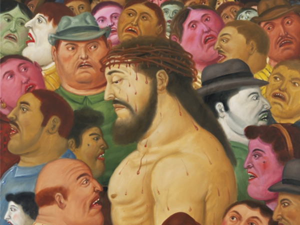 Fernando Botero, Jesus e la multitud, 2010, olio su tela, cm. 106x81. Museo Antioquia, Medellin