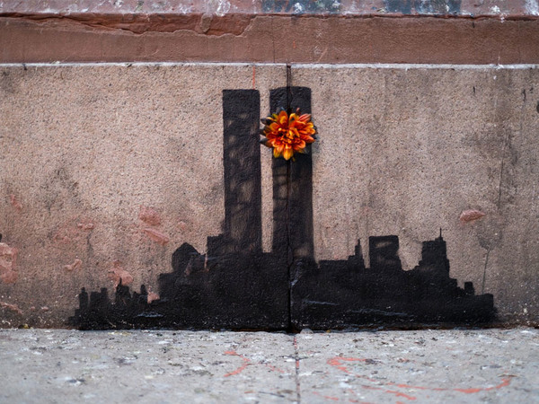 Banksy, Twin Towers Flower, New York