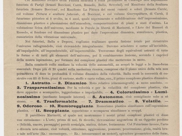 Manifesto della Ricostruzione Futurista dell'Universo, 11 marzo 1915