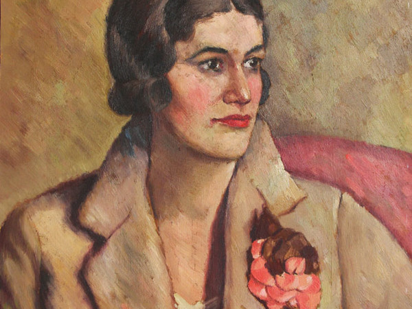 Nori De’ Nobili, Ritratto femminile con fiore, 1935 olio su tavola, 46,5x40,5 cm.