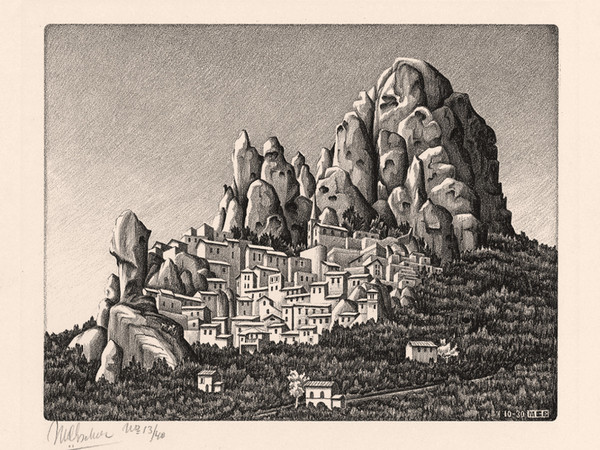 Maurits Cornelis Escher, <em>Pentedattilo</em>, Calabria, 1930, Litografia, 22.5 x 19.7 cm, Collezione privata, Italia All M.C. Escher works 