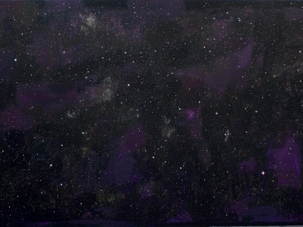 Natale Addamiano, Con le stelle, 2019, olio su tela, 140x250 cm.