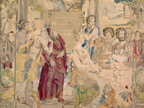Giuseppe in prigione e il banchetto del Faraone, 1546-1547. Disegno e cartone di Agnolo Bronzino. Atelier di Jan Rost. Roma, Presidenza della Repubblica