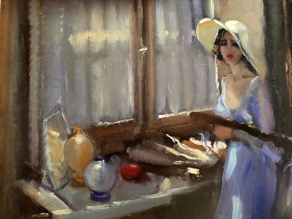 Carla Maria Maggi, Nello studio, 1938, olio su tela, 35x55 cm.