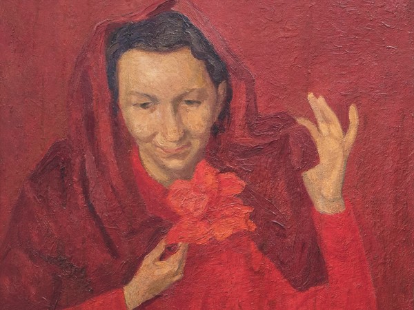 Emanuele Cavalli, Figura (rosso), 1943, olio su tavola, cm. 46x40. Collezione privata