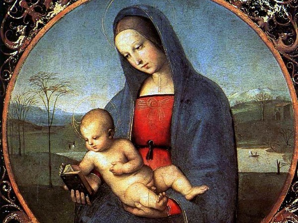 Raffaello Sanzio (1483 - 1520), Madonna Conestabile, 1504, Olio su tavola, Diametro 17.9 cm, Museo Statale Ermitage, San Pietroburgo