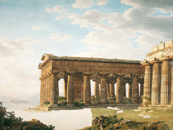 Giovan Battista Lusieri, Veduta dei templi di Paestum. Rosantico. Natura, bellezza, gusto, profumi tra Paestum Padula e Velia