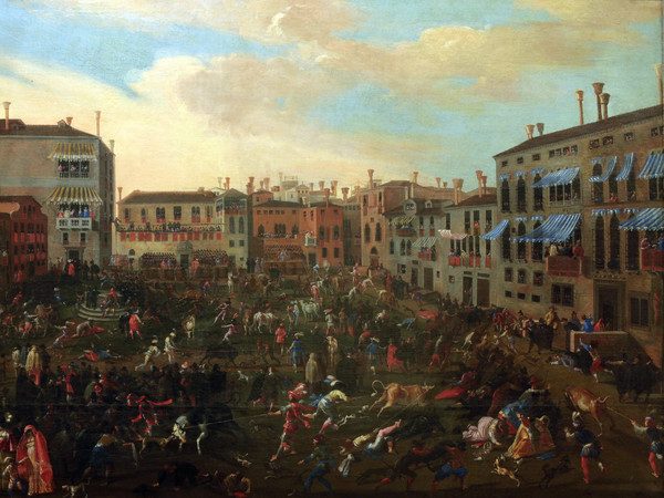 Joseph Heintz il Giovane, Caccia ai tori in campo San Polo, Olio su tela, 205 x 105 cm, Venezia, Museo Correr | © Fondazione Musei Civici di Venezia