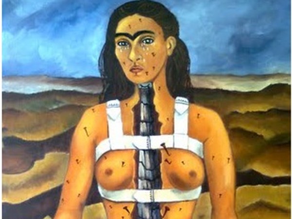 Frida Kahlo,<em> La columna rota</em>, 1944, oil on canvas, 39.8 x 30.5 cm, Museo Dolores Olmedo. ©Archivio Museo Dolores Olmado / Foto Erik Meza - Xavier Otada <strong>©</strong>Banco de México Diego Rivera Frida Kahlo Museums Trust México, D.F. by SIAE 2017<br /> <br /> Frida Kahlo,<em> La columna rota</em>, 1944, oil on canvas, 39.8 x 30.5 cm, Museo Dolores Olmedo. ©Archivio Museo Dolores Olmado / Foto Erik Meza - Xavier Otada <strong>©</strong>Banco de México Diego Rivera Frida Kahlo Museums Trust México, D.F. by SIAE 2017<br /> <br />