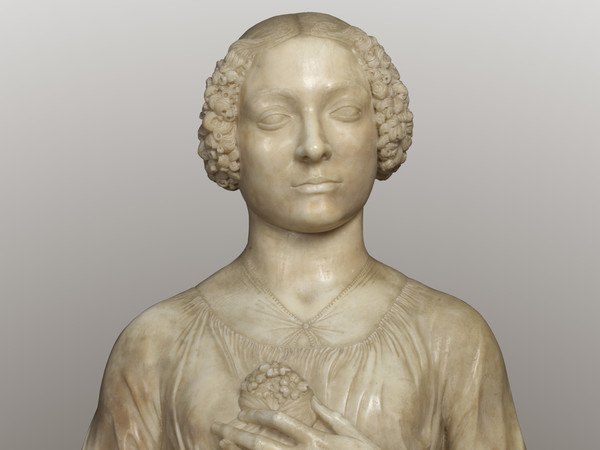 Andrea del Verrocchio (Firenze, 1435 circa - Venezia, 1488), Dama dal mazzolino, 1475 circa, Marmo, 46 x 59 x 24 cm, Firenze, Museo Nazionale de l Bargello, inv. Sculture 115