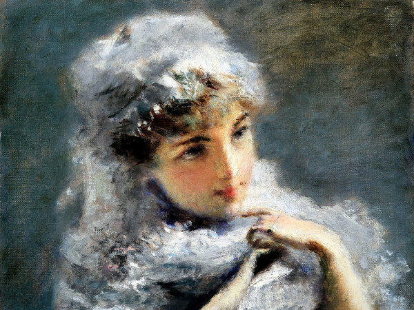 Daniele Ranzoni, La giovinetta inglese, 1886, Olio su tela, 36.5 x  50 cm, Collezione privata