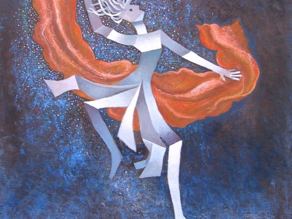 Enrico Benaglia, Danza popolare, olio su tela, cm. 100x80