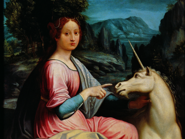 Luca Longhi (1507 - 1580), Dama con unicorno, Olio su Tavola, 98 x 182 cm, Roma, Museo di Castel Sant’Angelo