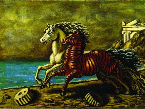Giorgio de Chirico, Cavallo e zebra, 1929-30, olio su tela / oil on canvas, 50x70 cm. Collezione privata