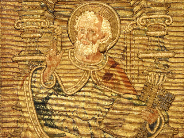 Raffaellino del Garbo, Attribuzione, San Pietro, 1513, Tela di lino ricamo in oro-velato, Collezione privata