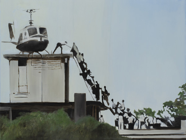 Gianluca Braccini, Saigon 1975, olio su tela, 100x120 cm.