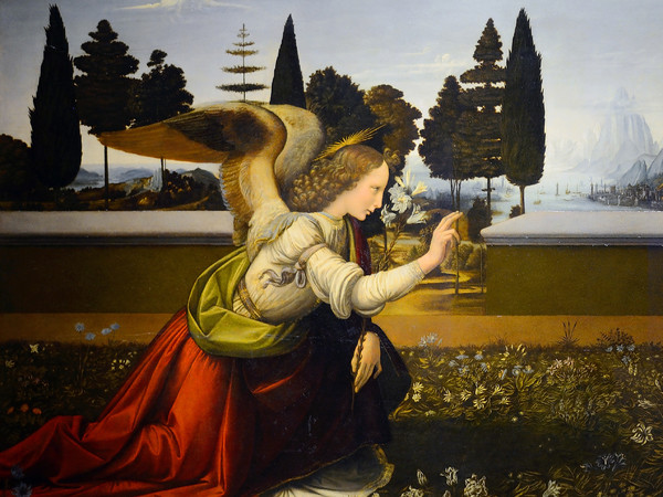 Leonardo da Vinci, Annunciazione, 1472 circa, Olio su pannello, 98 x 217 cm, Firenze, Gallerie degli Uffizi