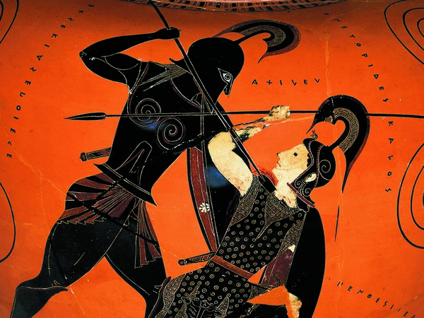 Achille uccide la regina delle Amazzoni Pentesilea, Anfora ateniese, 530  a.C. circa, Ceramica | © The Trustees of the British Museum