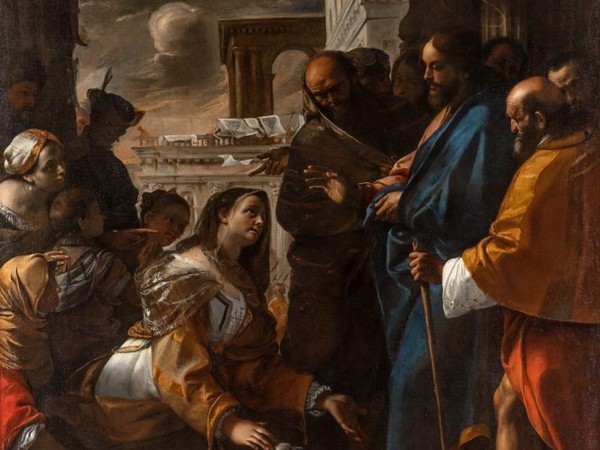 Mattia Preti, Cristo e la Cananea, 1646-1647, olio su tela, cm. 235 x 235