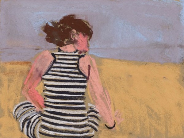 Chantal Joffe, Esme in a Striped Dress, 2017 