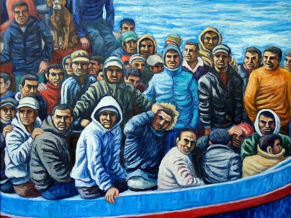 Giovanni Pinzone, Barcone con migranti, cm. 107X100