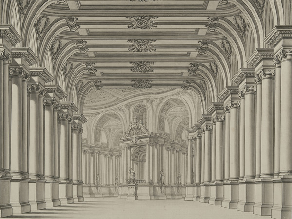 Carlo Galli Bibiena, <em>Veduta prospettica di galleria a due bracci</em>, Metà XVIII secolo, Venezia, Fondazione Giorgio Cini