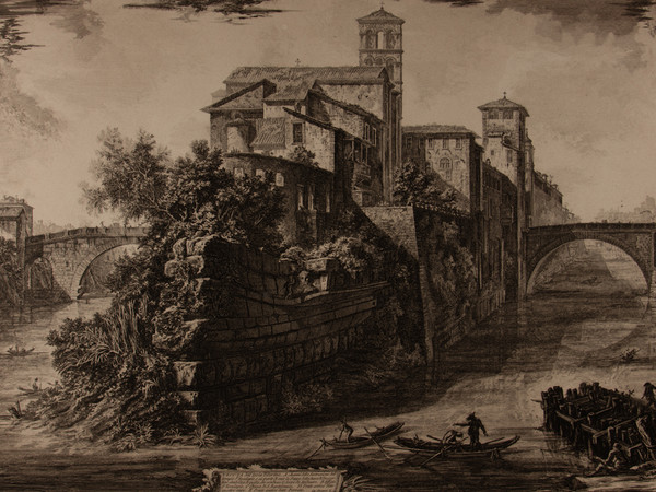 Giambattista Piranesi, Vedute di Roma, Isola Tiberina, Acquaforte, 58.8 x 85.2 cm | Courtesy Musei Civici di Bassano del Grappa
