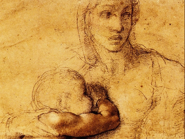 Michelangelo Buonarroti, Madonna col Bambino, 1525 circa. Matita e inchiostro su carta, cm 54,1 x 39,6. Casa Buonarroti, Firenze
