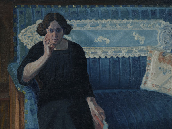 Antonio Camaur, Ritratto della moglie sul divano blu, 1915 circa, Trieste, Museo Sartorio