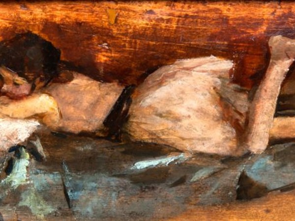 Giovanni Romagnoli, Fanciulla distesa, 1922, olio su tavola, cm 18,2x 33,3