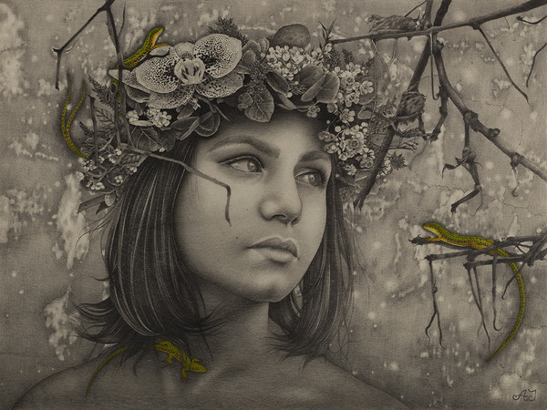 Alessia Iannetti, Hekate. Graphite and watercolour on paper, 2017