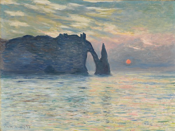 Claude Monet (1840 - 1926), Scogliera a Étretat al tramonto, 1883, Olio su tela, 60.5 x 81.8 cm, Raleigh, North Carolina Museum of Art