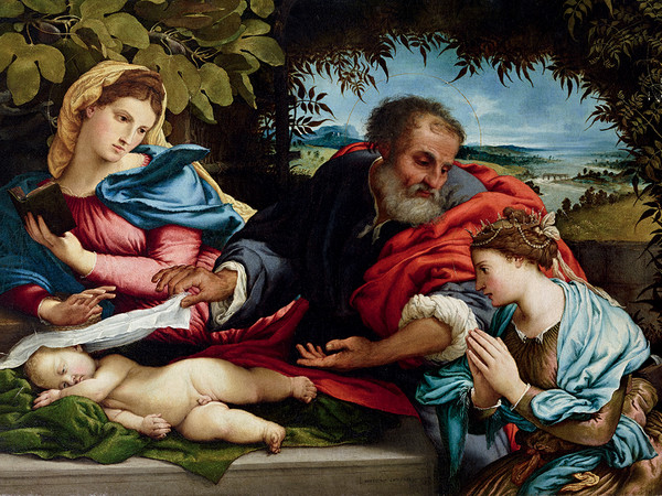 Lorenzo Lotto, Sacra famiglia con Santa Caterina d’Alessandria, 1533, olio su tela. Accademia Carrara, Bergamo