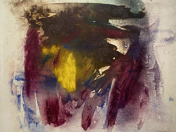 Vasco Bendini, <em>Senza titolo</em>, 1969, Colori in polvere e olio su tela, 110 × 110 cm | Courtesy of Galleria d'Arte Maggiore g.a.m., Bologna/Milano/Paris