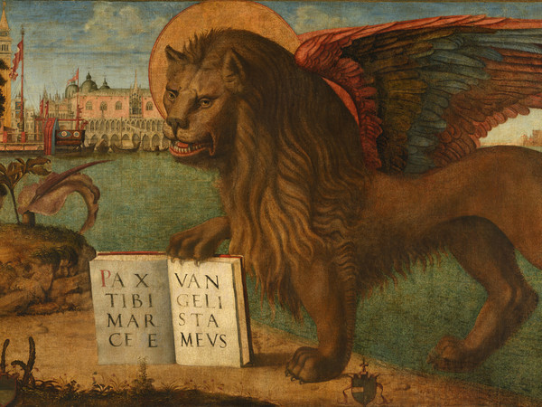 Vittore Carpaccio, Leone marciano andante, 1516, Tempera su tela, 130 x 368 cm, Venezia, Palazzo Ducale
