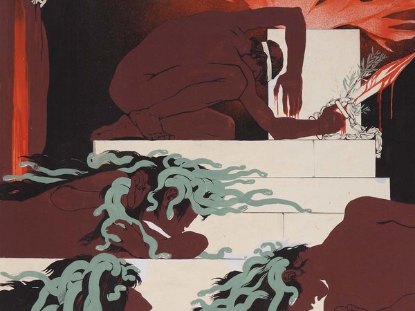 Duilio Cambellotti, Eumenidi di Eschilo. Studio per il manifesto dell’Orestea di Eschilo, 1948, tempera su carta, 70,3x74