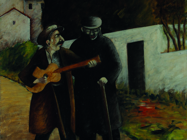 Ottone Rosai, Il cieco e il chitarrista, 1932, Olio su cartone, 100 x 72 cm, Collezione privata