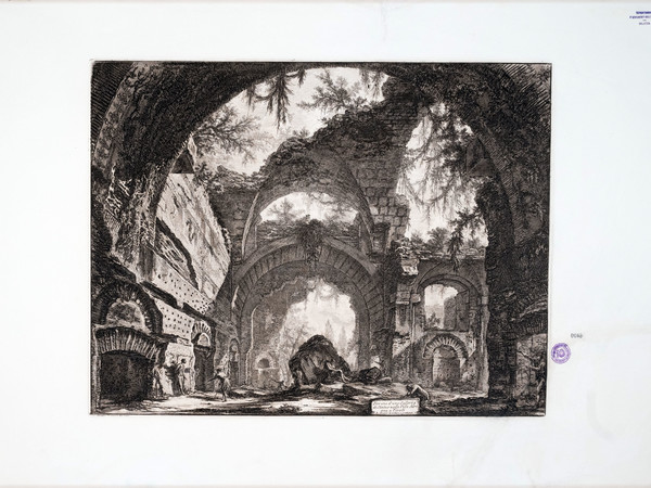 Giovanni Battista Piranesi, Rovina d'una Galleria di Statue nella Villa Adriana a Tivoli. Acquaforte su rame con interventi a bulino. Galleria Nazionale dell’Umbria, Perugia. Inv. 1742