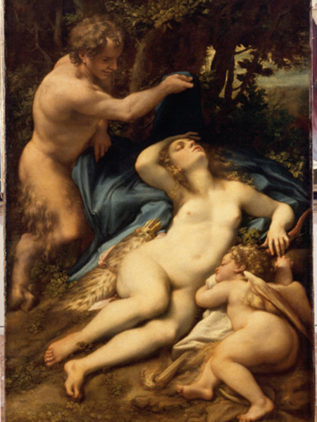 Correggio,  Venere ed Amore addormentati e spiati da un satiro, olio su tela cm. 188x125 Inv. N. 42 Parigi Museo del Louvre