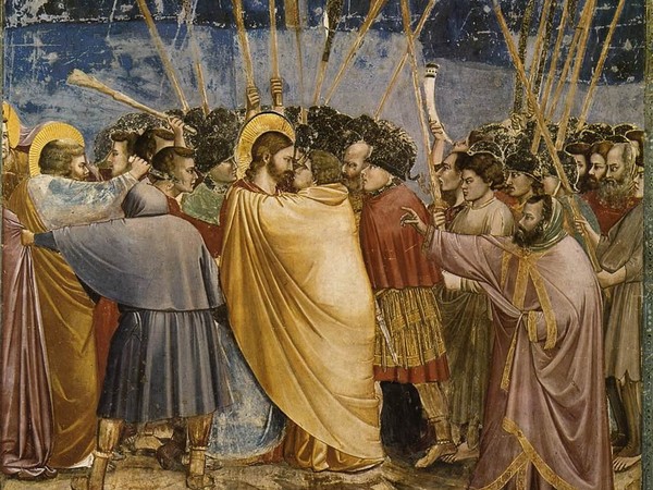 Giotto di Bondone, (1267 - 1337, Bacio di Giuda, 1303-1305 circa, 200 x 185 cm, Padova, Cappella degli Scrovegni