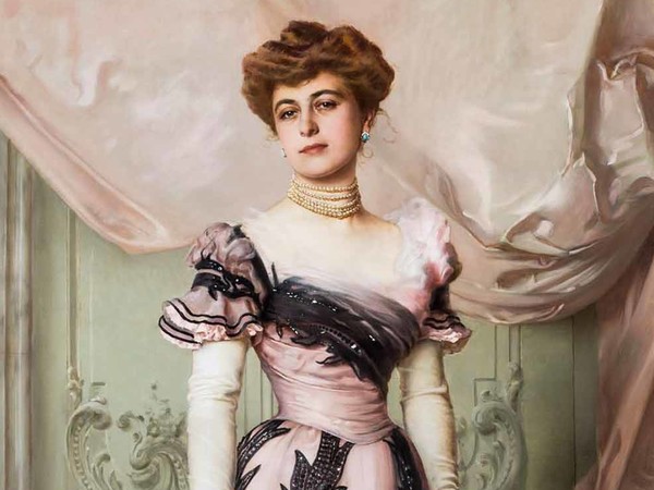 Vittorio Matteo Corcos, La contessa Carolina Sommaruga Maraini, 1901, Olio su tela, Fondazione per l'Istituto Svizzero di Roma