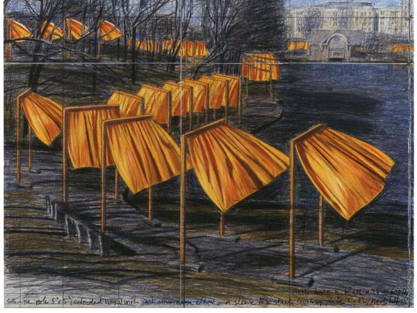 Christo, The Gates (Project for Central Park, New York City), Collage 2003 in 2 parts, 12 x 30,5