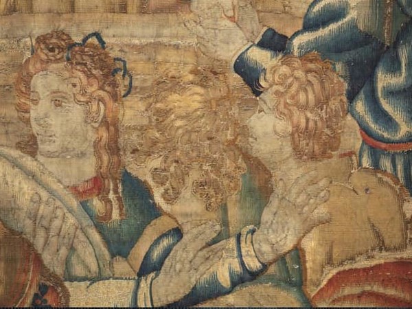 Dettaglio arazzo Ananias et Saphira, collezione Roberto Bilotti Ruggi d’Aragona