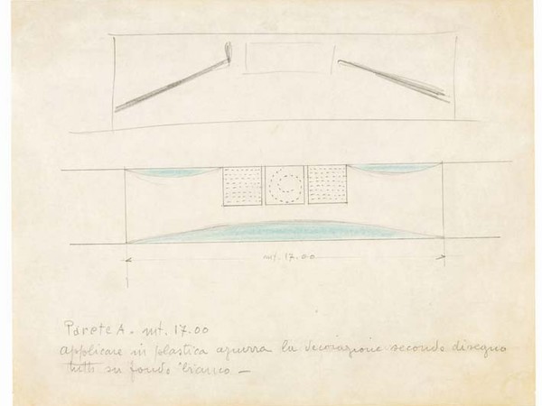 Lucio Fontana, Progetto per ambientazione Trinità, 1966 matita su carta 22 x 28 cm  