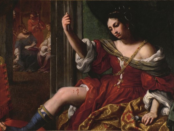 Elisabetta Sirani Porzia che si ferisce alla coscia, 1664. Olio su tela, 101x138 cm. Bologna, Collezione d’arte e di storia della Fondazione Cassa di Risparmio in Bologna